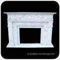 Flower Carved White Marble Fireplace FPS-C119V